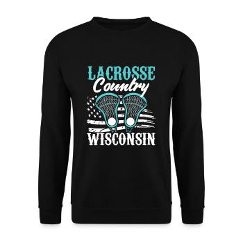 Game with crossed sticks LAX sports team - Unisex Sweatshirt - black - Front - Alina (178cm) & Michal (187cm)