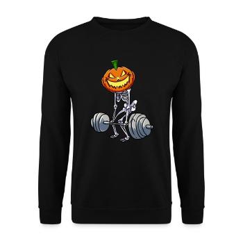 Deadlift Skeleton Pumpkin - Unisex Sweatshirt - black - Front - Alina (178cm) & Michal (187cm)