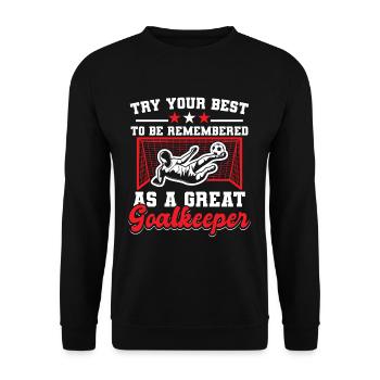 Ballspiel Torspieler Torwart Trainer - Unisex Pullover - Schwarz - Vorne - Alina (178cm) & Michal (187cm)
