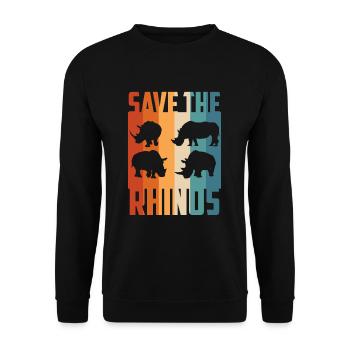 Nashorn Rettet die Nashörner Zoo - Unisex Pullover - Schwarz - Vorne - Alina (178cm) & Michal (187cm)