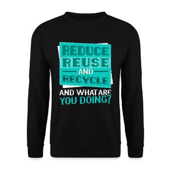Recycle Save the Planet Earth Day Awareness - Unisex Pullover - Schwarz - Vorne - Alina (178cm) & Michal (187cm)