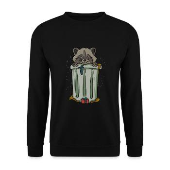 In einer Mülltonne Waschbär - Unisex Pullover - Schwarz - Vorne - Alina (178cm) & Michal (187cm)