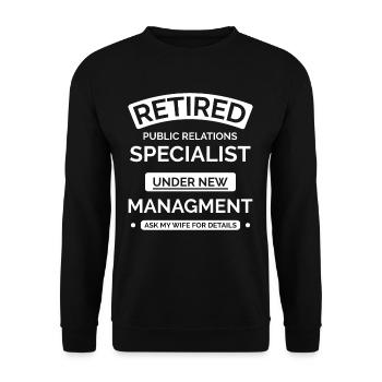 Retired Public Relations Specialist - Unisex Sweatshirt - black - Front - Alina (178cm) & Michal (187cm)