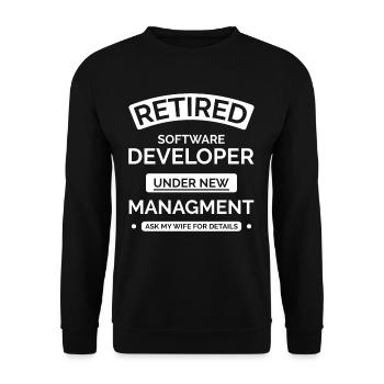 Retired Software Developer - Unisex Sweatshirt - black - Front - Alina (178cm) & Michal (187cm)