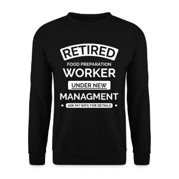 Arbeiter im Ruhestand - Unisex Pullover - Schwarz - Vorne - Alina (178cm) & Michal (187cm)