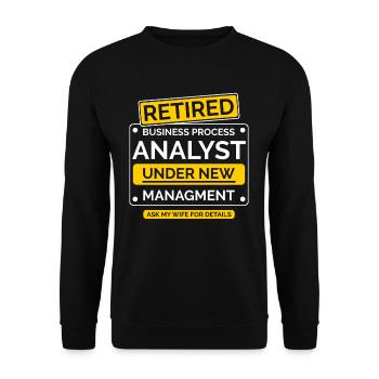 Pensionierter Wirtschaftsanalytiker Rente - Unisex Pullover - Schwarz - Vorne - Alina (178cm) & Michal (187cm)