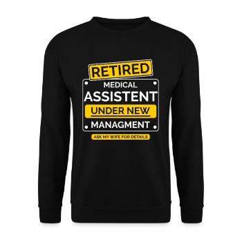 Medizinischer Assistent Ruhestand - Unisex Pullover - Schwarz - Vorne - Alina (178cm) & Michal (187cm)