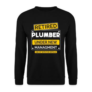 Pensionierter Klempner Rente - Unisex Pullover - Schwarz - Vorne - Alina (178cm) & Michal (187cm)