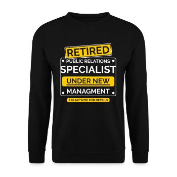 Public Relations Specialist Retirement - Unisex Sweatshirt - black - Front - Alina (178cm) & Michal (187cm)