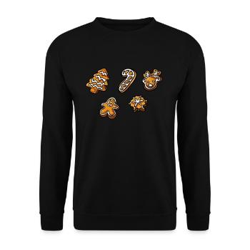 Weihnachtsplätzchen Lebkuchen - Unisex Pullover - Schwarz - Vorne - Alina (178cm) & Michal (187cm)