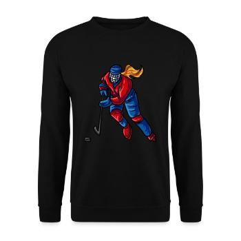 Eishockeyspielerin Eishockey Mädchen - Unisex Pullover - Schwarz - Vorne - Alina (178cm) & Michal (187cm)