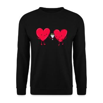 Valentinstag Herz - Unisex Pullover - Schwarz - Vorne - Alina (178cm) & Michal (187cm)