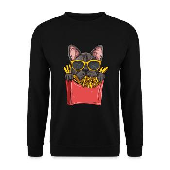 Français Bulldog - Sweat-shirt Unisexe - noir - Devant - Alina (178cm) & Michal (187cm)