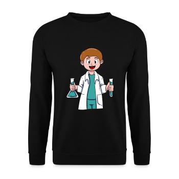 Kleiner Forscher - Unisex Pullover - Schwarz - Vorne - Alina (178cm) & Michal (187cm)