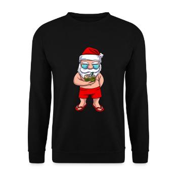 Beach Santa Claus Xmas - Unisex Sweatshirt - black - Front - Alina (178cm) & Michal (187cm)