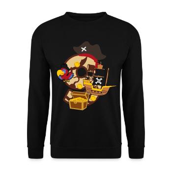 Piratenparty zum 9. Geburtstag Nummer 9 - 9 Jahre - Unisex Pullover - Schwarz - Vorne - Alina (178cm) & Michal (187cm)