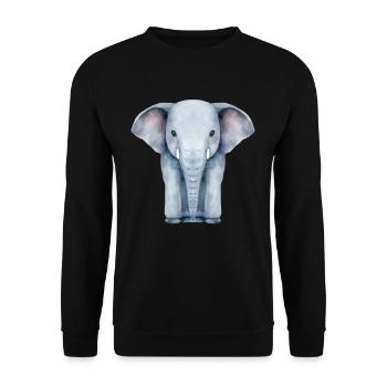 Aquarell Elefant - Unisex Pullover - Schwarz - Vorne - Alina (178cm) & Michal (187cm)