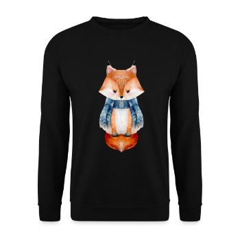 Watercolor Fox - Unisex Sweatshirt - black - Front - Alina (178cm) & Michal (187cm)