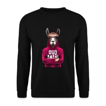 Lama Alpaka - Unisex Pullover - Schwarz - Vorne - Alina (178cm) & Michal (187cm)