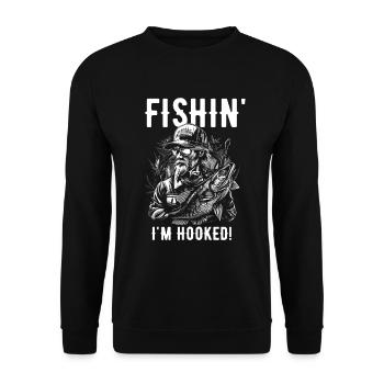 Fishin I'm Hooked - Unisex Sweatshirt - black - Front - Alina (178cm) & Michal (187cm)