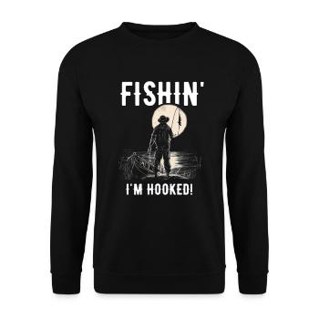 Fishin Ich bin süchtig - Unisex Pullover - Schwarz - Vorne - Alina (178cm) & Michal (187cm)