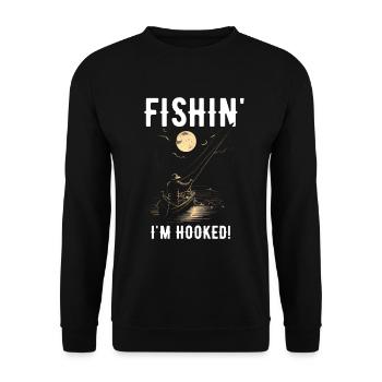 Fishin Ich bin süchtig - Unisex Pullover - Schwarz - Vorne - Alina (178cm) & Michal (187cm)