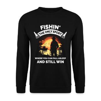 Lustiger Angelfischer - Unisex Pullover - Schwarz - Vorne - Alina (178cm) & Michal (187cm)