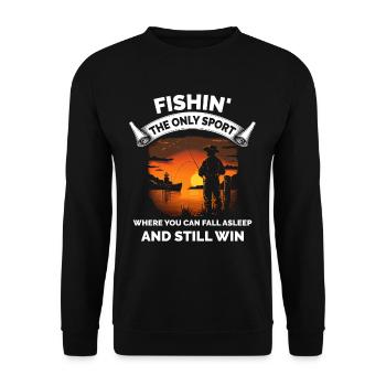 Retro Angeln lustig - Unisex Pullover - Schwarz - Vorne - Alina (178cm) & Michal (187cm)
