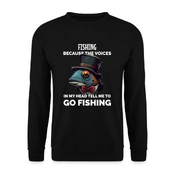 Lustiger Angelfischer Fischer - Unisex Pullover - Schwarz - Vorne - Alina (178cm) & Michal (187cm)