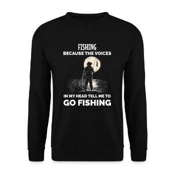 Retro Angeln lustig - Unisex Pullover - Schwarz - Vorne - Alina (178cm) & Michal (187cm)