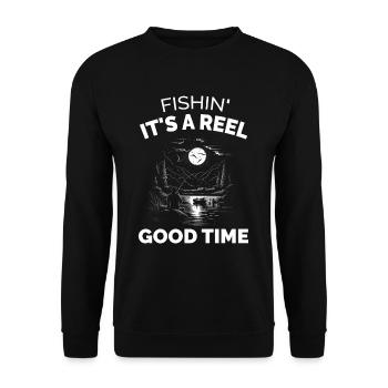 Fishin its a Reel Good Time - Pêche - Sweat-shirt Unisexe - noir - Devant - Alina (178cm) & Michal (187cm)