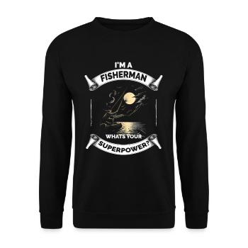 Lustiger Opa Papa Angeln Spruch Alter Fischer - Unisex Pullover - Schwarz - Vorne - Alina (178cm) & Michal (187cm)