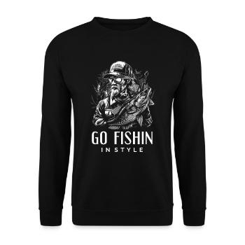 Allez pêcher avec style - Funny Fishing - Sweat-shirt Unisexe - noir - Devant - Alina (178cm) & Michal (187cm)