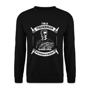 Drôle grand-père papa pêche en disant vieux pêcheur - Sweat-shirt Unisexe - noir - Devant - Alina (178cm) & Michal (187cm)
