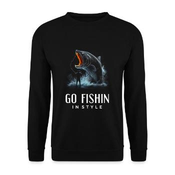 Gehen Sie stilvoll angeln - Unisex Pullover - Schwarz - Vorne - Alina (178cm) & Michal (187cm)