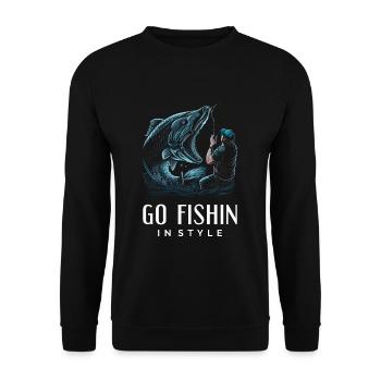 Gehen Sie stilvoll angeln - Unisex Pullover - Schwarz - Vorne - Alina (178cm) & Michal (187cm)