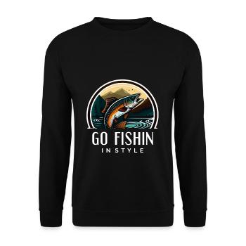 Gehen Sie stilvoll angeln - Unisex Pullover - Schwarz - Vorne - Alina (178cm) & Michal (187cm)