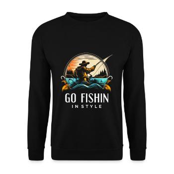 Gehen Sie stilvoll angeln - Unisex Pullover - Schwarz - Vorne - Alina (178cm) & Michal (187cm)