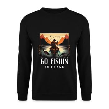Allez pêcher avec style - Funny Fishing - Sweat-shirt Unisexe - noir - Devant - Alina (178cm) & Michal (187cm)