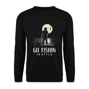 Gehen Sie stilvoll angeln - Unisex Pullover - Schwarz - Vorne - Alina (178cm) & Michal (187cm)