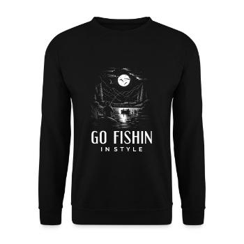 Pêche rétro - Allez pêcher avec style - Sweat-shirt Unisexe - noir - Devant - Alina (178cm) & Michal (187cm)