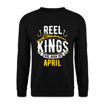 Les rois de la bobine sont nés en avril anniversaire de pêche - Sweat-shirt Unisexe - noir - Devant - Alina (178cm) & Michal (187cm)
