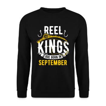 Les rois des moulinets sont nés en septembre Anniversaire de pêche - Sweat-shirt Unisexe - noir - Devant - Alina (178cm) & Michal (187cm)