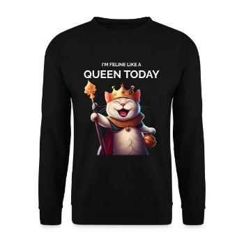 Chat Maman Dessin animé Chat Reine de la Couronne - Sweat-shirt Unisexe - noir - Devant - Alina (178cm) & Michal (187cm)