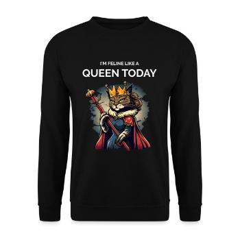 Cat Mom Cartoon Queen Cat - Unisex Sweatshirt - black - Front - Alina (178cm) & Michal (187cm)