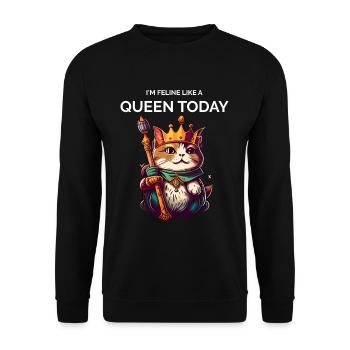 Cat Queen Cute Cat Lover - Unisex Sweatshirt - black - Front - Alina (178cm) & Michal (187cm)