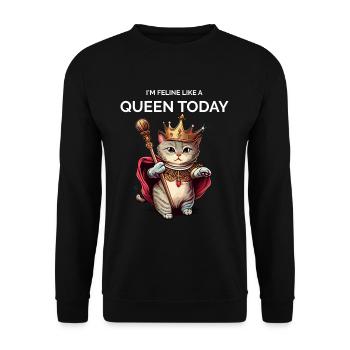 Cat Queen Royal Kawaii Kitten Cat - Unisex Sweatshirt - black - Front - Alina (178cm) & Michal (187cm)