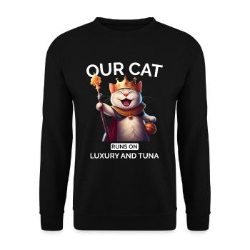 Cat Mom Dad Cartoon Cat Crown Queen - Unisex Sweatshirt - black - Front - Alina (178cm) & Michal (187cm)