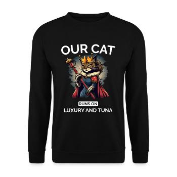 Chat Maman Papa Dessin Animé Reine Chat - Sweat-shirt Unisexe - noir - Devant - Alina (178cm) & Michal (187cm)