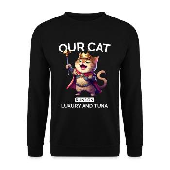 Cat Mom Dad Cartoon Cat Laughing - Unisex Sweatshirt - black - Front - Alina (178cm) & Michal (187cm)